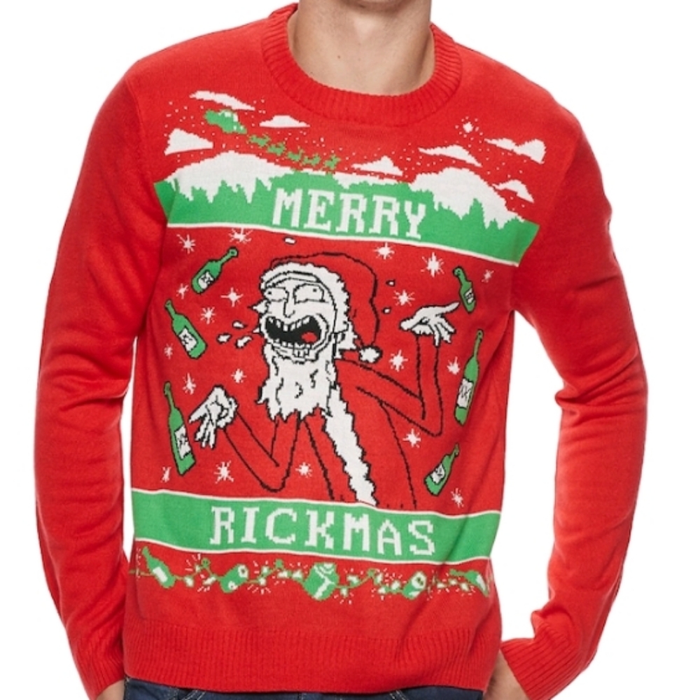 Rick & Morty Merry Rickmas Get Riggity Wrecked Son Ugly Christmas Sweater